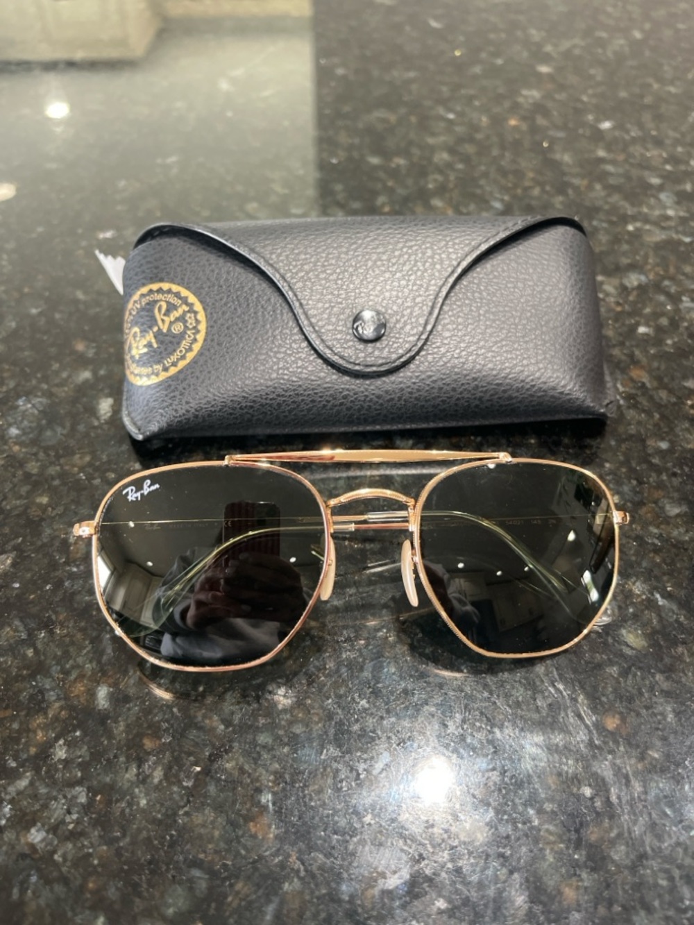 Ray-Ban Marshal RB3648 Gold Frame Black Lens Sunglasses 54mm NWOT